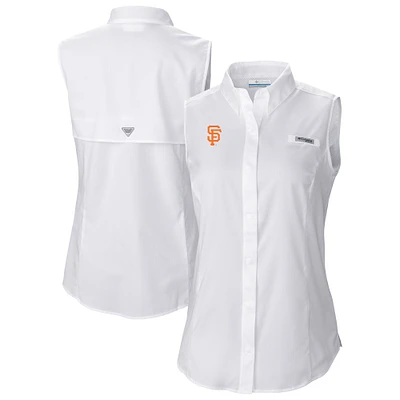 Women's Columbia White San Francisco Giants Tamiami Sleeveless Shirt