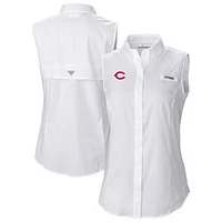 Women's Columbia White Cincinnati Reds Tamiami Sleeveless Shirt