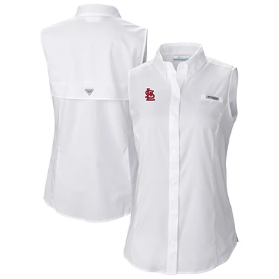 Women's Columbia White St. Louis Cardinals Tamiami Sleeveless Shirt