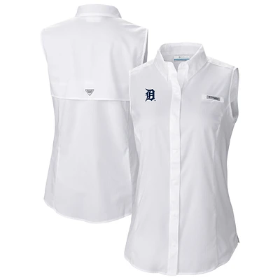Women's Columbia White Detroit Tigers Tamiami Sleeveless Shirt