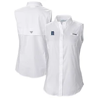 Women's Columbia White Detroit Tigers Tamiami Sleeveless Shirt