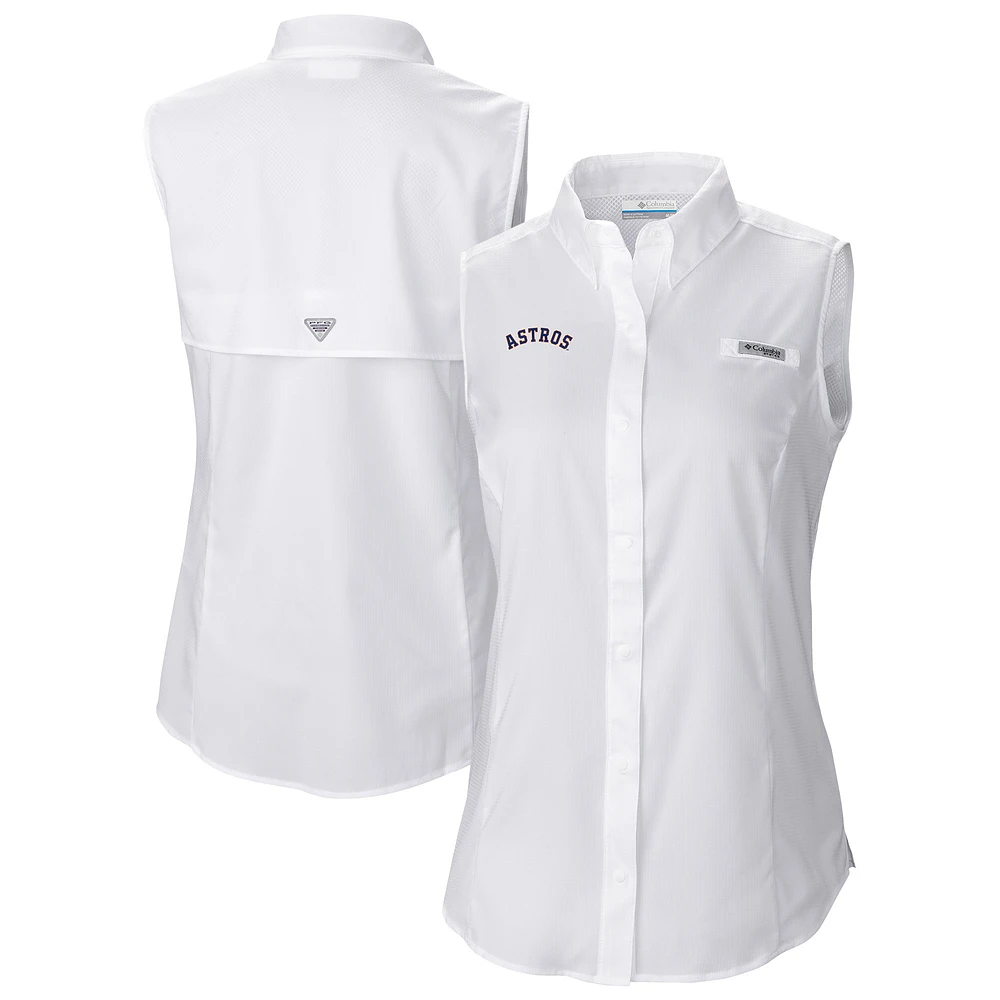 Women's Columbia White Houston Astros Tamiami Sleeveless Shirt