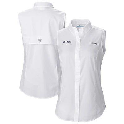 Women's Columbia White Houston Astros Tamiami Sleeveless Shirt