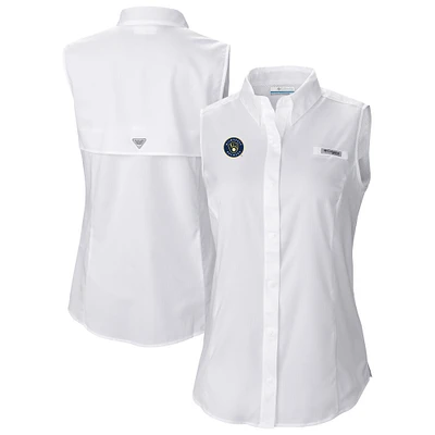 Women's Columbia White Milwaukee Brewers Tamiami Sleeveless Shirt