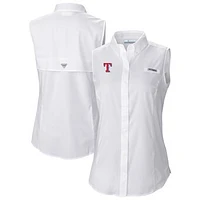Women's Columbia White Texas Rangers Tamiami Sleeveless Shirt