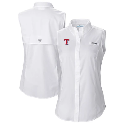 Women's Columbia White Texas Rangers Tamiami Sleeveless Shirt