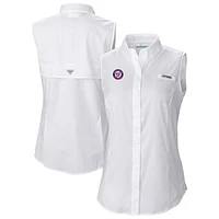 Women's Columbia White Washington Nationals Tamiami Sleeveless Shirt
