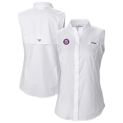 Women's Columbia White Washington Nationals Tamiami Sleeveless Shirt
