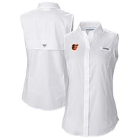 Women's Columbia White Baltimore Orioles Tamiami Sleeveless Shirt
