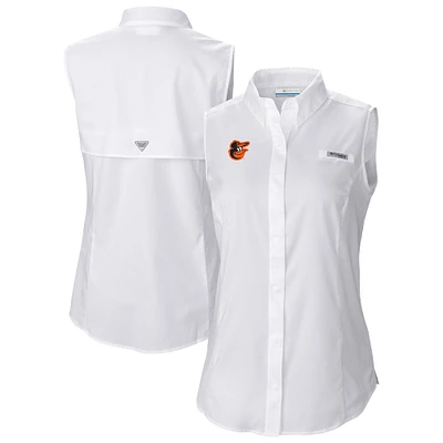 Women's Columbia White Baltimore Orioles Tamiami Sleeveless Shirt