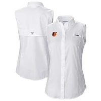 Women's Columbia White Baltimore Orioles Tamiami Sleeveless Shirt