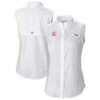Women's Columbia White Boston Red Sox Tamiami Sleeveless Shirt
