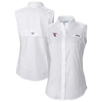 Women's Columbia White Cleveland Guardians Tamiami Sleeveless Shirt