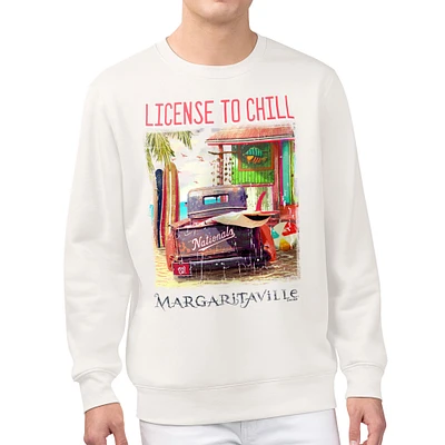 Men's Margaritaville Cream Washington Nationals License to Chill Fleece Sweatshirt