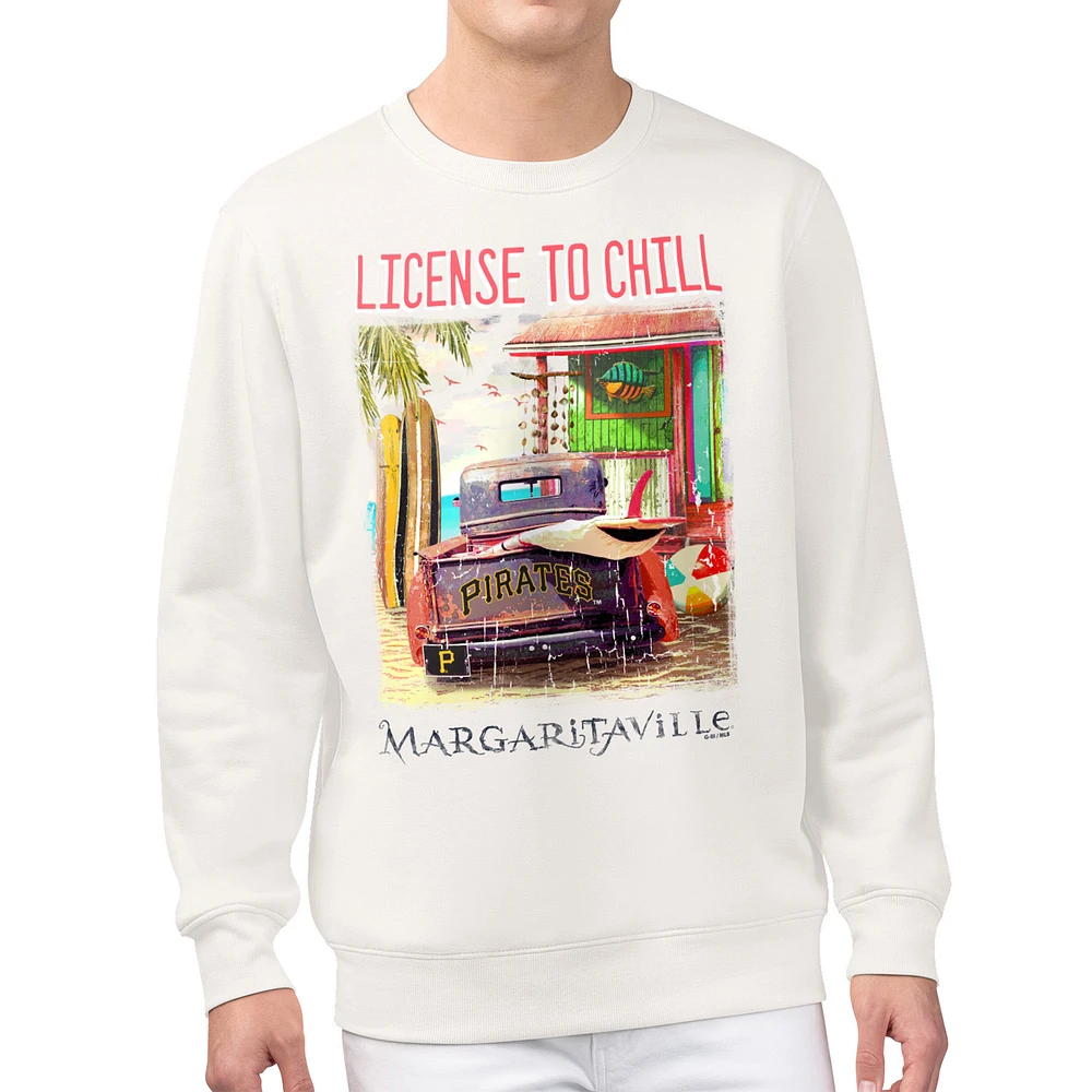 Men's Margaritaville Cream Pittsburgh Pirates License to Chill Fleece Sweatshirt
