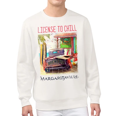 Men's Margaritaville Cream Milwaukee Brewers License to Chill Fleece Sweatshirt