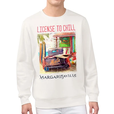 Men's Margaritaville Cream New York Mets License to Chill Fleece Sweatshirt