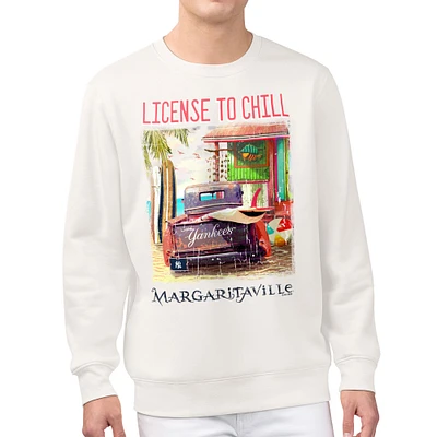 Men's Margaritaville Cream New York Yankees License to Chill Fleece Sweatshirt