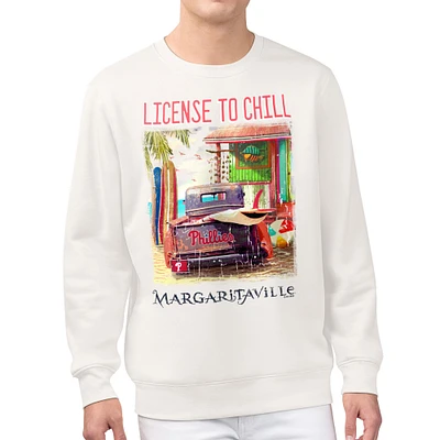 Men's Margaritaville Cream Philadelphia Phillies License to Chill Fleece Sweatshirt