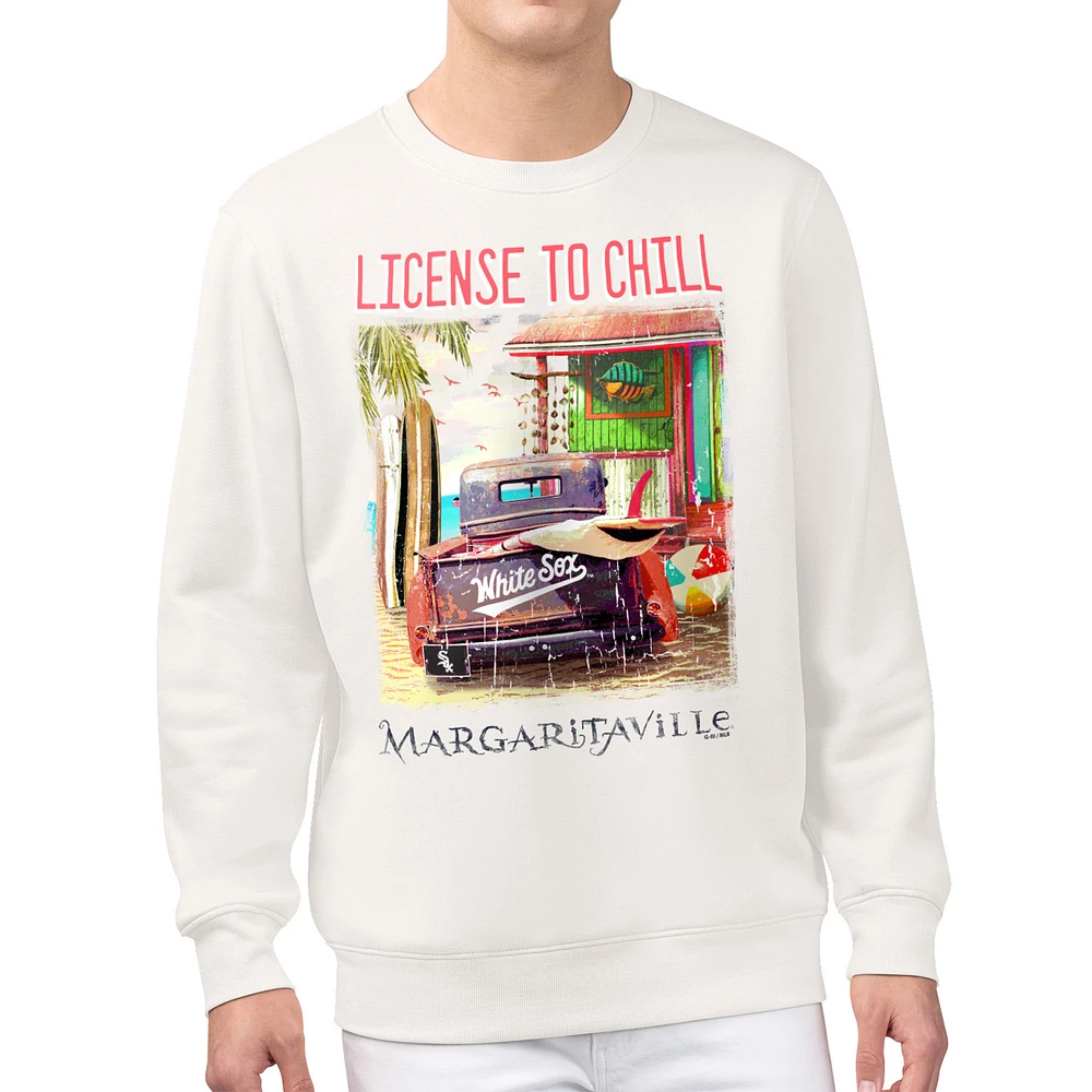 Men's Margaritaville Cream Chicago White Sox License to Chill Fleece Sweatshirt