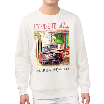 Men's Margaritaville Cream Chicago White Sox License to Chill Fleece Sweatshirt