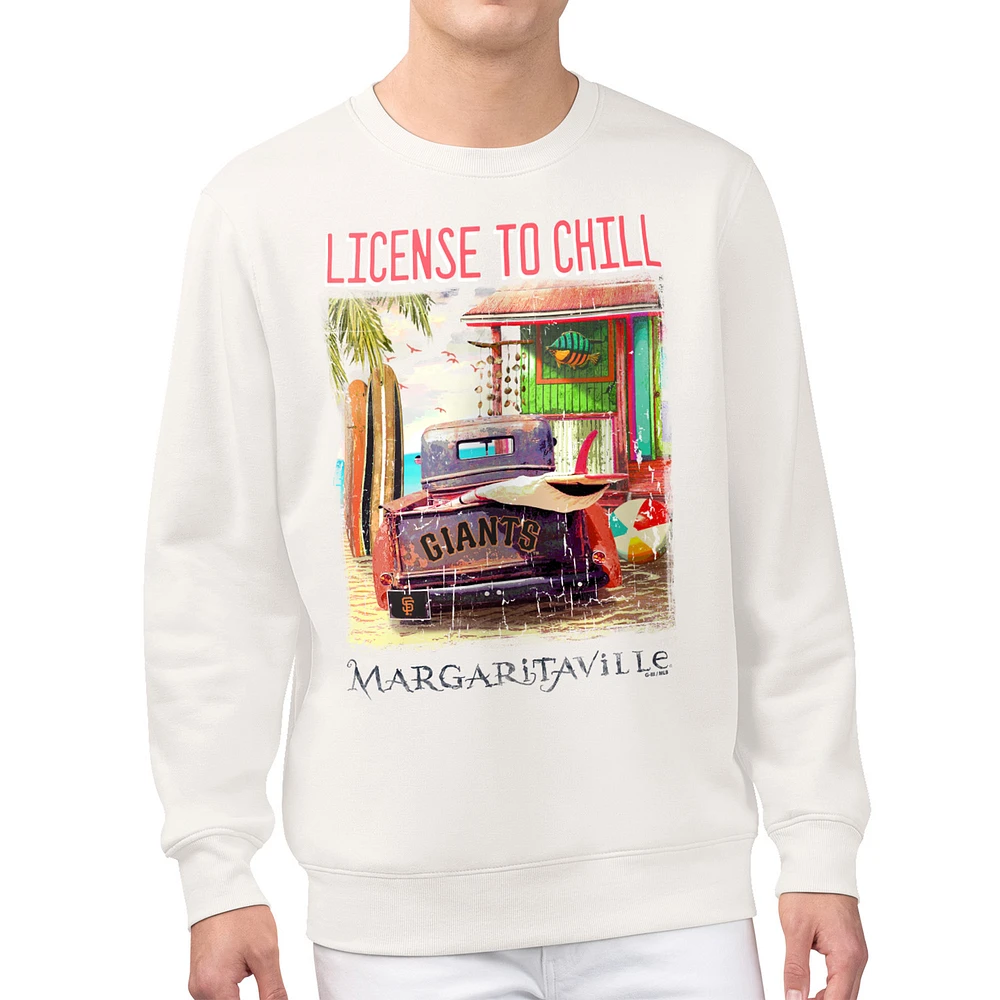 Men's Margaritaville Cream San Francisco Giants License to Chill Fleece Sweatshirt