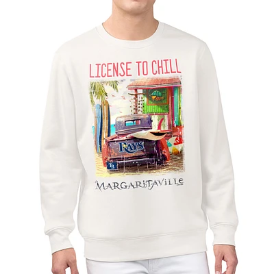 Men's Margaritaville Cream Tampa Bay Rays License to Chill Fleece Sweatshirt