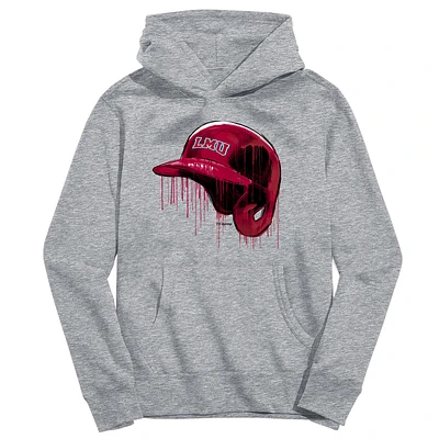 Youth Vive La Fete Heather Gray Loyola Marymount Lions Dripping Baseball Helmet Pullover Hoodie