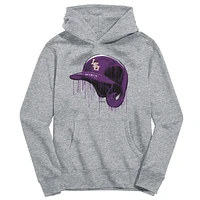 Youth Vive La Fete Heather Gray LSU Tigers Dripping Baseball Helmet Pullover Hoodie