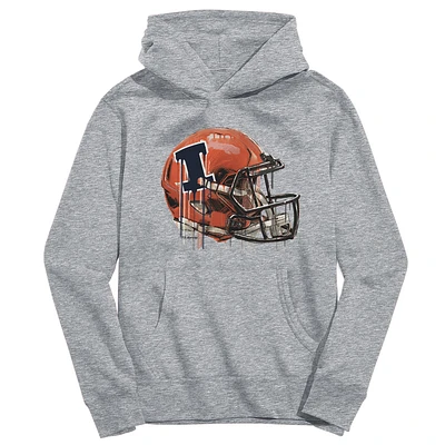Youth Vive La Fete Heather Gray Illinois Fighting Illini Dripping Football Helmet Pullover Hoodie