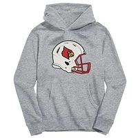 Youth Vive La Fete Heather Gray Louisville Cardinals Dripping Football Helmet Pullover Hoodie