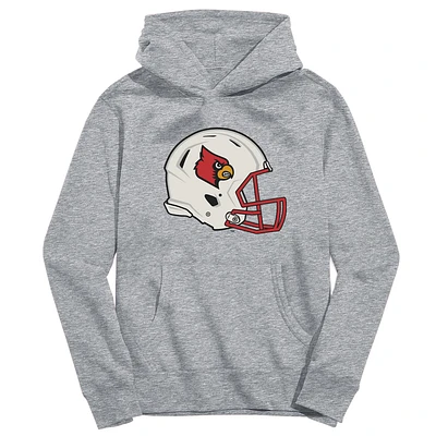 Youth Vive La Fete Heather Gray Louisville Cardinals Dripping Football Helmet Pullover Hoodie
