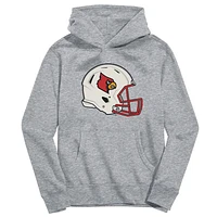 Youth Vive La Fete Heather Gray Louisville Cardinals Dripping Football Helmet Pullover Hoodie