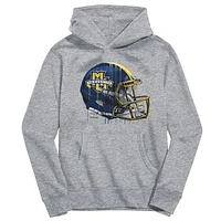 Youth Vive La Fete Heather Gray Marquette Golden Eagles Dripping Football Helmet Pullover Hoodie