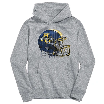 Youth Vive La Fete Heather Gray Marquette Golden Eagles Dripping Football Helmet Pullover Hoodie