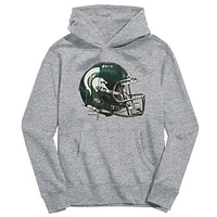 Youth Vive La Fete Heather Gray Michigan State Spartans Dripping Football Helmet Pullover Hoodie