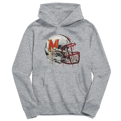 Youth Vive La Fete Heather Gray Maryland Terrapins Dripping Football Helmet Pullover Hoodie