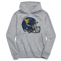 Youth Vive La Fete Heather Gray West Virginia Mountaineers Dripping Football Helmet Pullover Hoodie