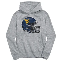 Youth Vive La Fete Heather Gray West Virginia Mountaineers Dripping Football Helmet Pullover Hoodie