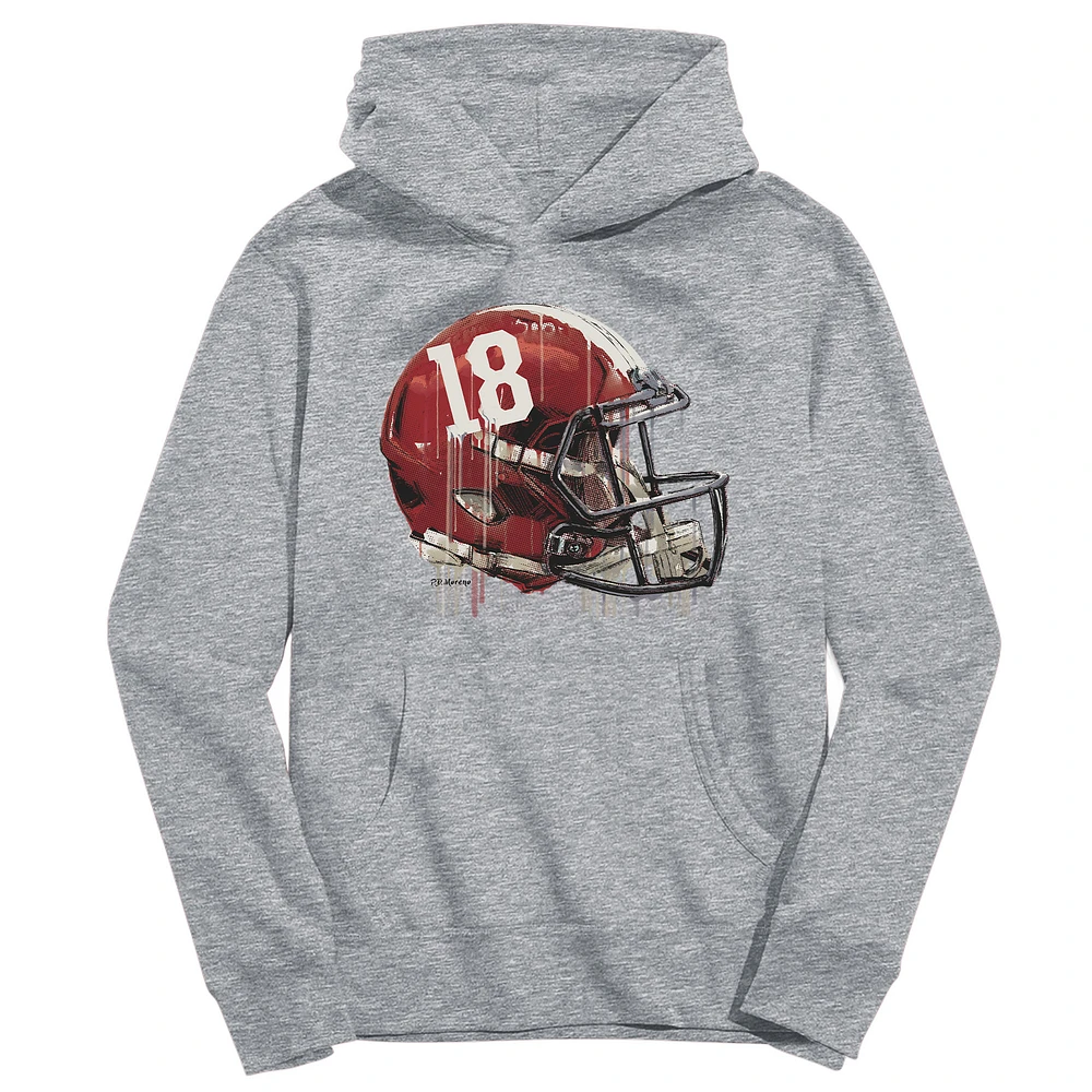 Youth Vive La Fete Heather Gray Alabama Crimson Tide Dripping Football Helmet Pullover Hoodie