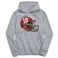 Youth Vive La Fete Heather Gray Alabama Crimson Tide Dripping Football Helmet Pullover Hoodie