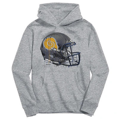 Youth Vive La Fete Heather Gray Albany State Golden Rams Dripping Football Helmet Pullover Hoodie