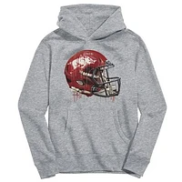 Youth Vive La Fete Heather Gray Arkansas Razorbacks Dripping Football Helmet Pullover Hoodie
