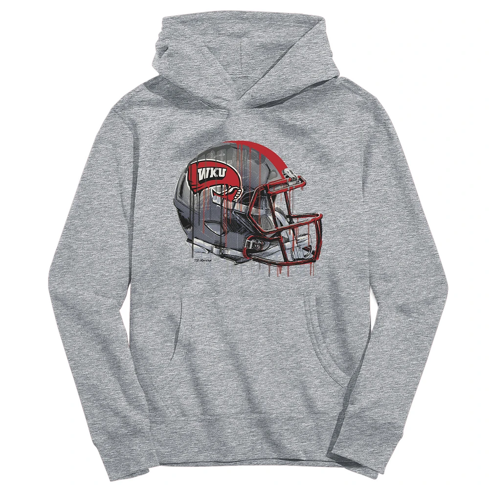 Youth Vive La Fete Heather Gray Western Kentucky Hilltoppers Dripping Football Helmet Pullover Hoodie