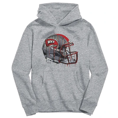 Youth Vive La Fete Heather Gray Western Kentucky Hilltoppers Dripping Football Helmet Pullover Hoodie