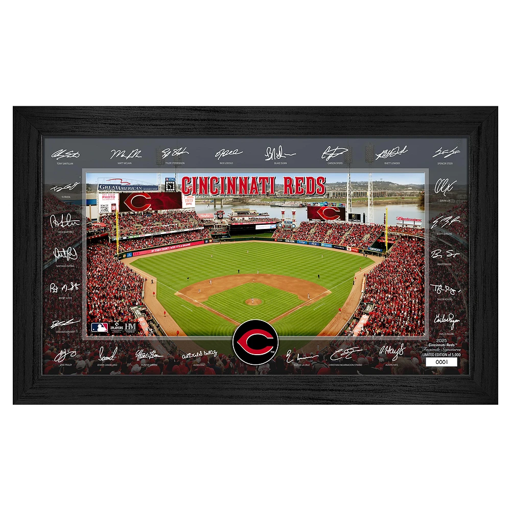 Highland Mint Cincinnati Reds Framed 12" x 20" 2025 Signature Field Photograph - Facsimile Signatures - Limited Edition of 5,000