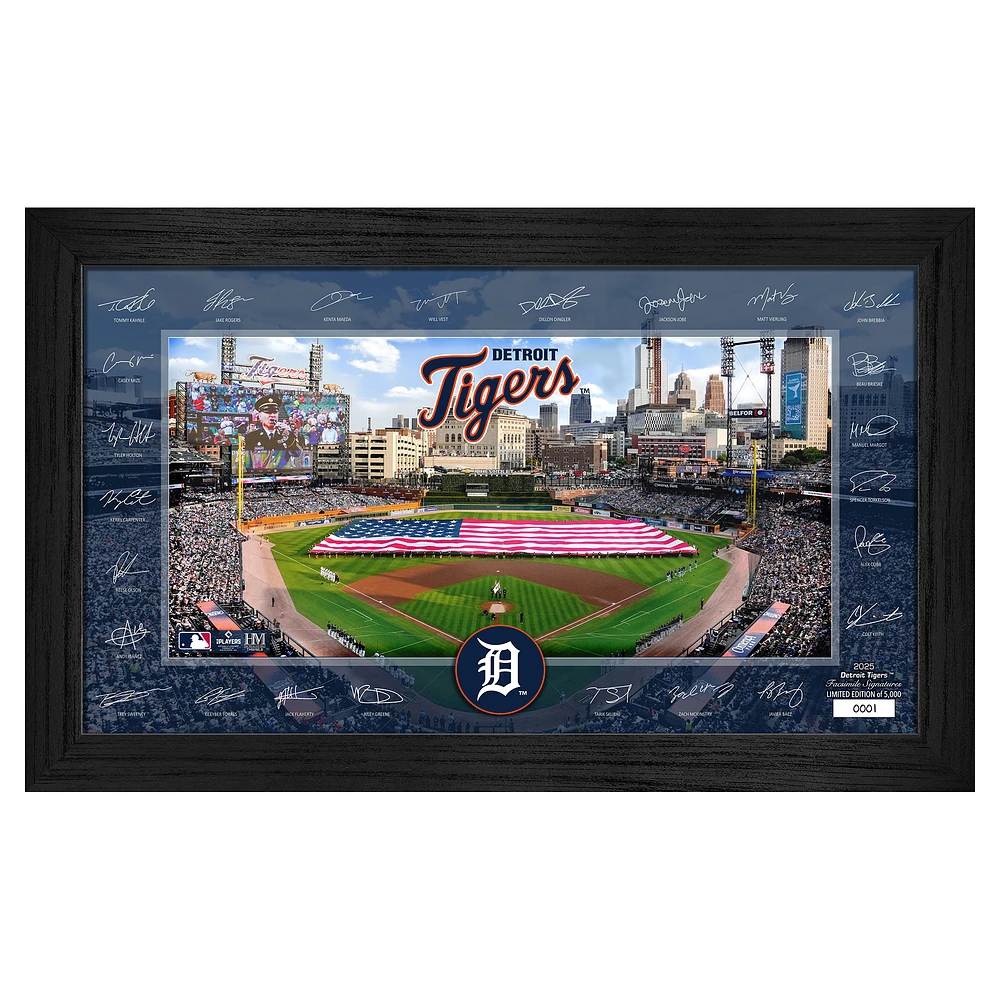 Highland Mint Detroit Tigers Framed 12" x 20" 2025 Signature Field Photograph - Facsimile Signatures - Limited Edition of 5,000