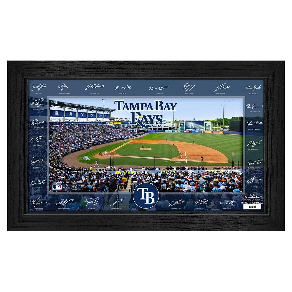 Highland Mint Tampa Bay Rays Framed 12" x 20" 2025 Signature Field Photograph - Facsimile Signatures - Limited Edition of 5,000