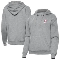 Women's Antigua Heather Gray Mississippi State Bulldogs Victory Swinging Bully Pullover Hoodie