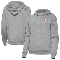 Women's Antigua Heather Gray Mississippi State Bulldogs Victory Swinging Bully Pullover Hoodie